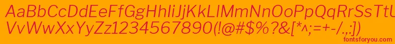 Lisätietoja LibrefranklinLightitalic-fontista LibrefranklinLightitalic-fontti – punaiset fontit oranssilla taustalla