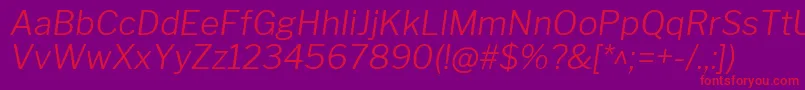 LibrefranklinLightitalic Font – Red Fonts on Purple Background