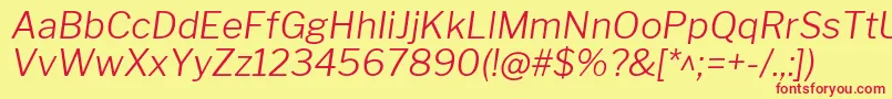 Police LibrefranklinLightitalic – polices rouges sur fond jaune