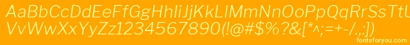 LibrefranklinLightitalic Font – Yellow Fonts on Orange Background
