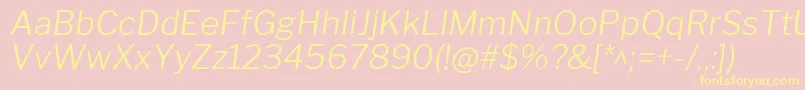 Weitere Informationen zur LibrefranklinLightitalic-Schriftart LibrefranklinLightitalic-Schriftart – Gelbe Schriften auf rosa Hintergrund