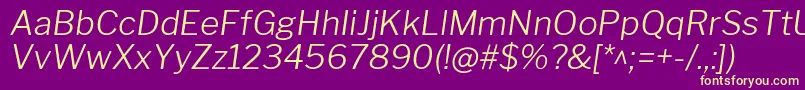 LibrefranklinLightitalic Font – Yellow Fonts on Purple Background