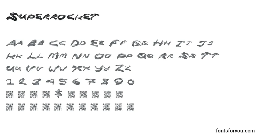 Superrocket-fontti – aakkoset, numerot, erikoismerkit