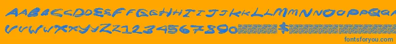 Superrocket-Schriftart – Blaue Schriften auf orangefarbenem Hintergrund