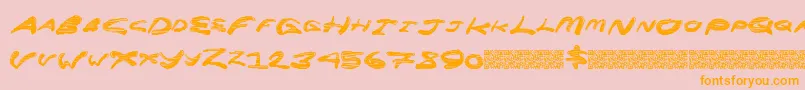 Superrocket-Schriftart – Orangefarbene Schriften auf rosa Hintergrund