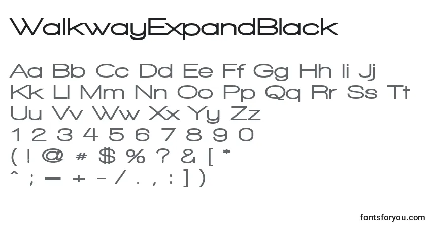 A fonte WalkwayExpandBlack – alfabeto, números, caracteres especiais