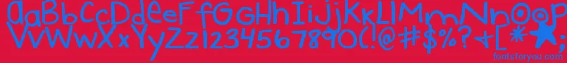 DjbUncertainTense Font – Blue Fonts on Red Background