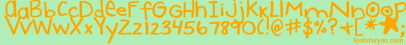 DjbUncertainTense Font – Orange Fonts on Green Background