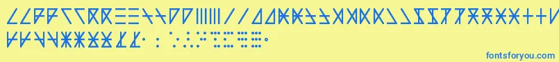 フォントMadeonRunesBold – 青い文字が黄色の背景にあります。