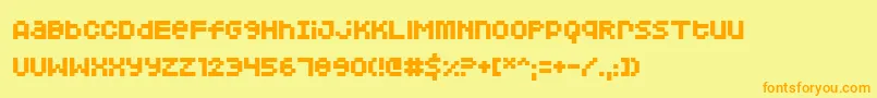 Squarodynamic04-Schriftart – Orangefarbene Schriften auf gelbem Hintergrund