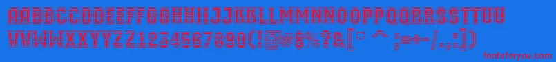 AMachinaortomltgrBold-Schriftart – Rote Schriften auf blauem Hintergrund