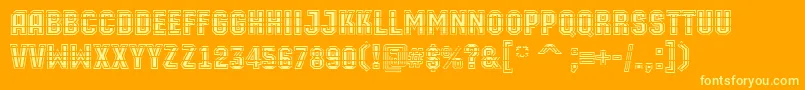 AMachinaortomltgrBold-fontti – keltaiset fontit oranssilla taustalla