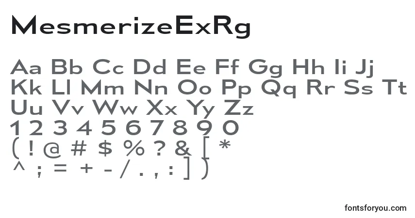 Шрифт MesmerizeExRg – алфавит, цифры, специальные символы