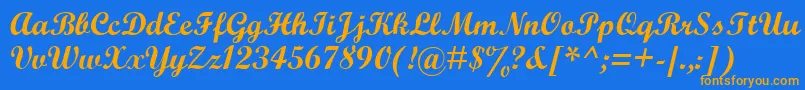 フォントWrexhamScript – オレンジ色の文字が青い背景にあります。