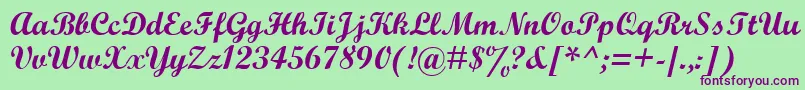 WrexhamScript-Schriftart – Violette Schriften auf grünem Hintergrund