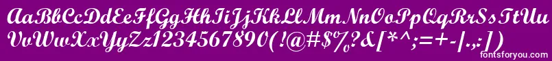 WrexhamScript-fontti – valkoiset fontit violetilla taustalla