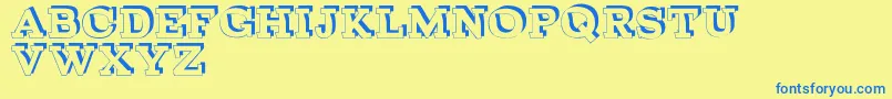 BrokenDepthDemo-Schriftart – Blaue Schriften auf gelbem Hintergrund