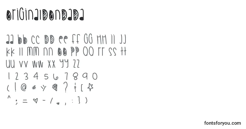 Czcionka Originaldondada – alfabet, cyfry, specjalne znaki