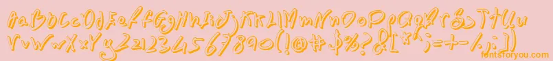 BnFontboy3D-Schriftart – Orangefarbene Schriften auf rosa Hintergrund