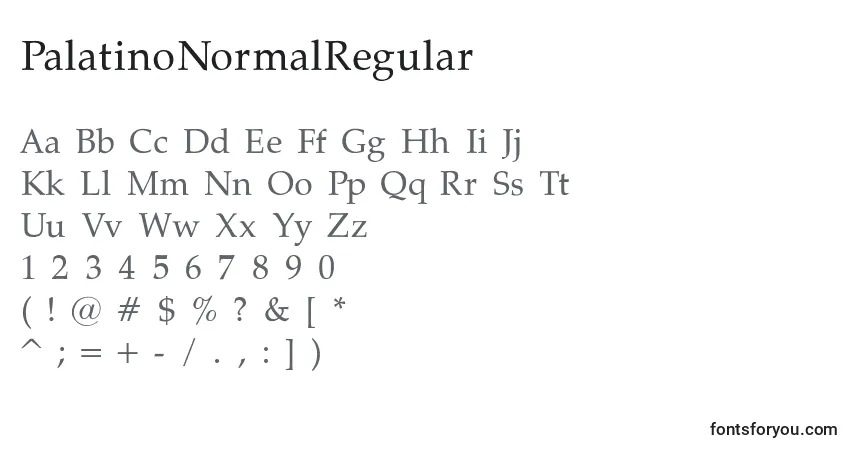A fonte PalatinoNormalRegular – alfabeto, números, caracteres especiais