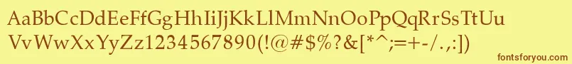 PalatinoNormalRegular Font – Brown Fonts on Yellow Background