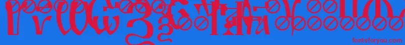 IrmologionSimplextitled Font – Red Fonts on Blue Background