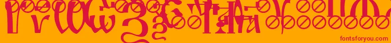 フォントIrmologionSimplextitled – オレンジの背景に赤い文字