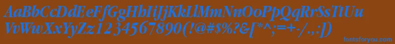 GaramondnarrowtttBolditalic Font – Blue Fonts on Brown Background