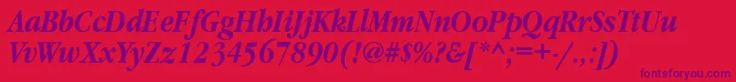 GaramondnarrowtttBolditalic Font – Purple Fonts on Red Background