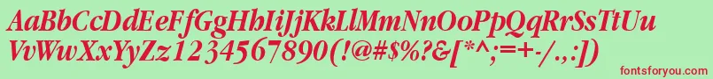 フォントGaramondnarrowtttBolditalic – 赤い文字の緑の背景