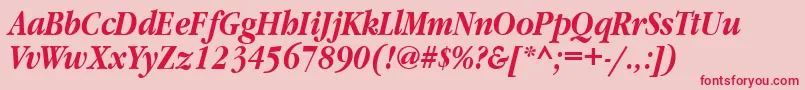 GaramondnarrowtttBolditalic Font – Red Fonts on Pink Background