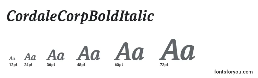 Размеры шрифта CordaleCorpBoldItalic