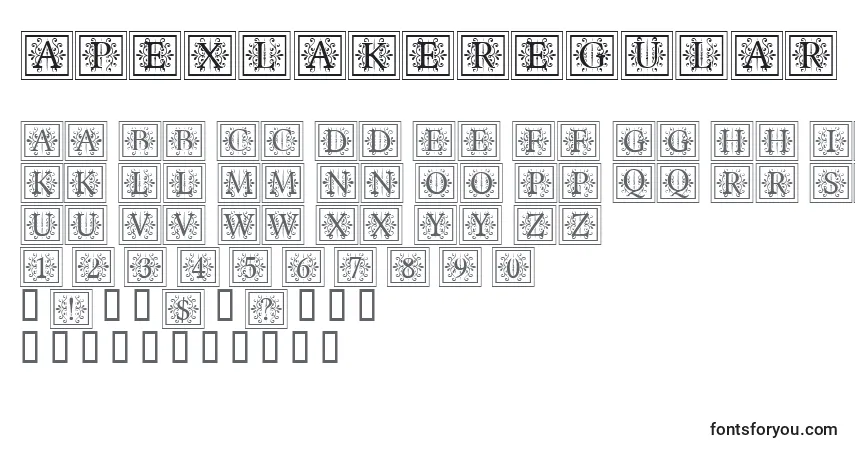 Schriftart ApexLakeRegular – Alphabet, Zahlen, spezielle Symbole