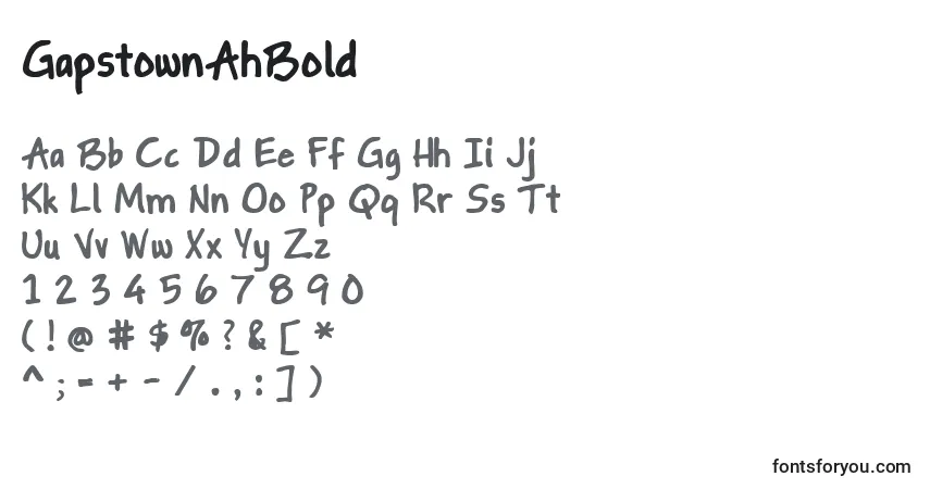 Шрифт GapstownAhBold – алфавит, цифры, специальные символы