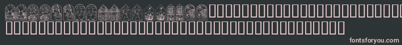 KrEasterWindows-fontti – vaaleanpunaiset fontit mustalla taustalla