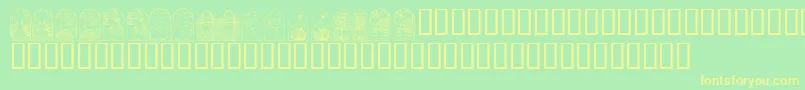KrEasterWindows-fontti – keltaiset fontit vihreällä taustalla