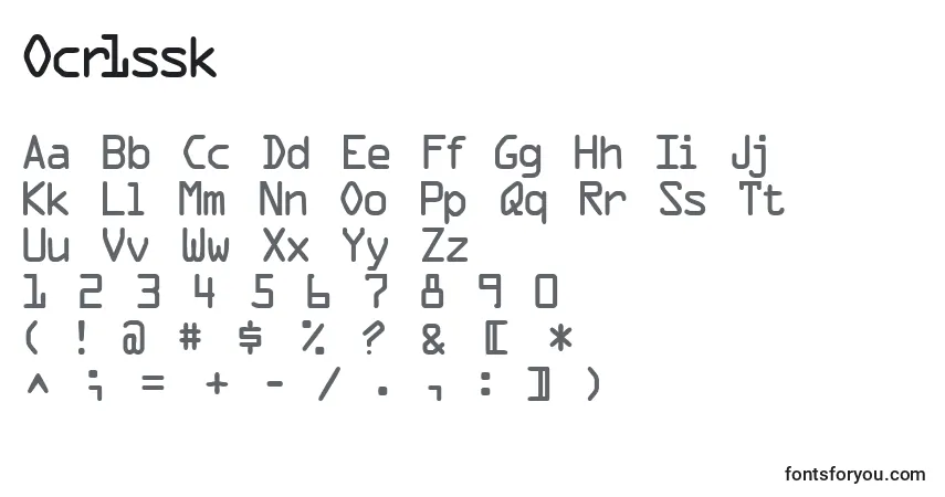 A fonte Ocr1ssk – alfabeto, números, caracteres especiais