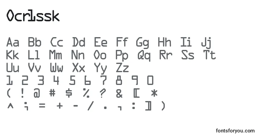 Ocr1ssk-fontti – aakkoset, numerot, erikoismerkit