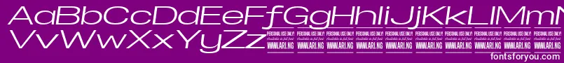 Saiba mais sobre a fonte SpecifypersonalExexpmediumital Fonte SpecifypersonalExexpmediumital – fontes brancas em um fundo violeta