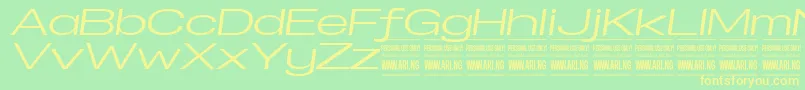 SpecifypersonalExexpmediumitalフォントについての詳細 フォントSpecifypersonalExexpmediumital – 黄色の文字が緑の背景にあります