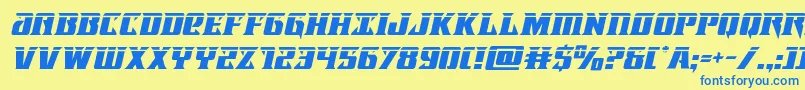 フォントLifeforcelaserital – 青い文字が黄色の背景にあります。