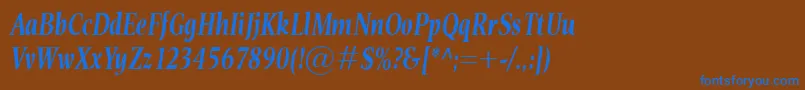 EsperantoCondBolditalic Font – Blue Fonts on Brown Background