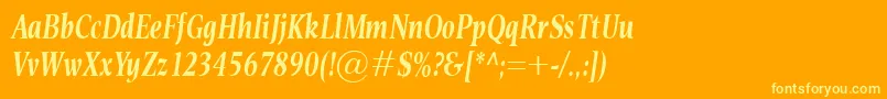 EsperantoCondBolditalic-Schriftart – Gelbe Schriften auf orangefarbenem Hintergrund