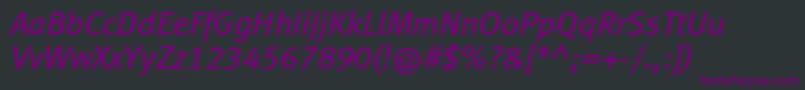 Fonte MetabooklfcItalic – fontes roxas em um fundo preto