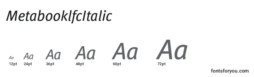 Размеры шрифта MetabooklfcItalic