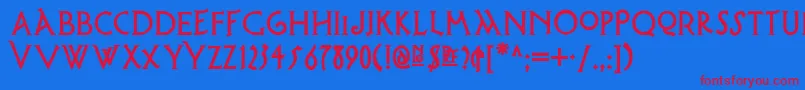 フォントPossum ffy – 赤い文字の青い背景