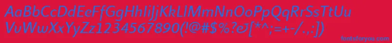 LinotypefinneganItalic Font – Blue Fonts on Red Background