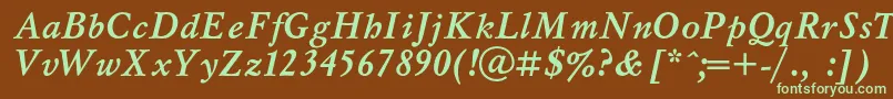 MyslcBolditalic Font – Green Fonts on Brown Background