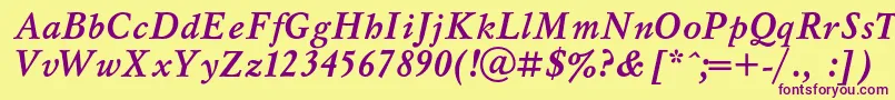 MyslcBolditalic Font – Purple Fonts on Yellow Background