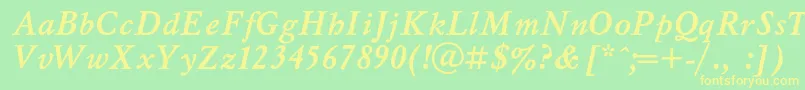 MyslcBolditalic Font – Yellow Fonts on Green Background